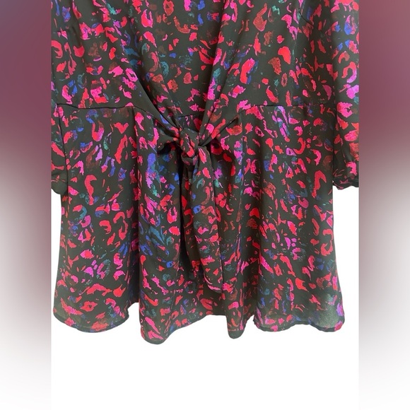 Torrid Georgette Tie-Front Blouse Leopard Black Size 2X - Picture 10 of 10